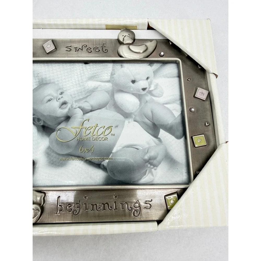 Fetco Baby Nursery Sweet Beginnings Picture Frame Pewter Finish Gift NEW 5.5x3.5